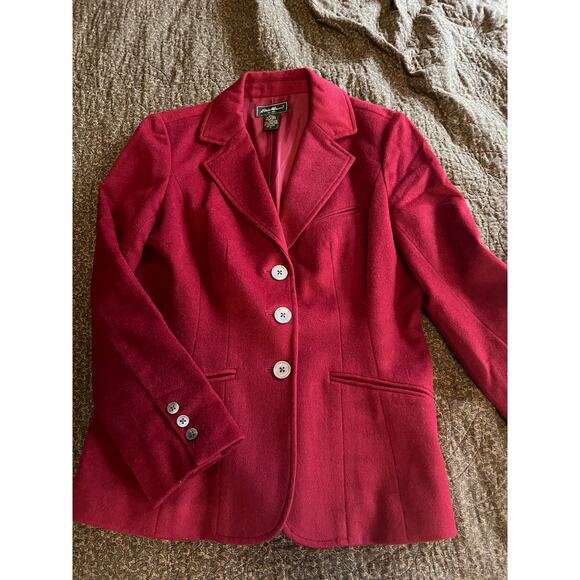 Vintage Eddie Bauer red wool angora suit jacket blazer lined career academia PS - Picture 4 of 11